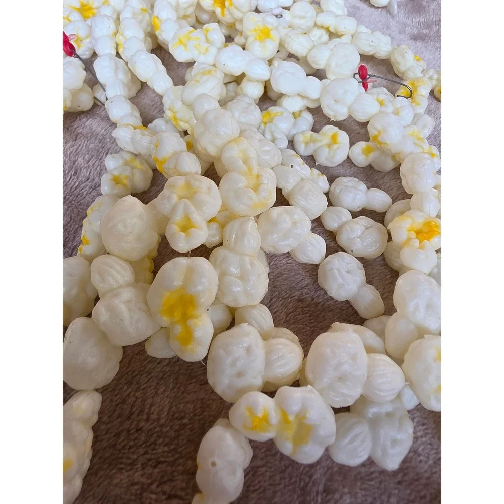 Vintage Faux Popcorn Garland Blow mold Plastic Christmas Tree Decor Strands Set